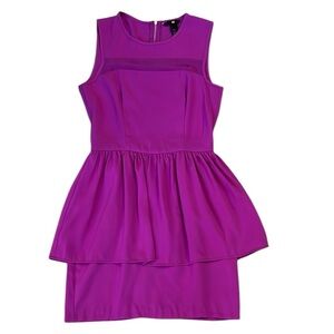 H&M Sleeveless Tiered Peplum Party Dress Fuchsia Pink Exposed Zipper Y2K Style 6